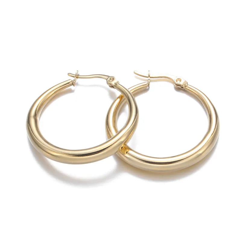 New Trendy Vintage Fashion Women Minimalist Jewelry Gold Plated Mini Plain Circle Hoop Round Earrings Ear Stud