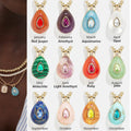 Trendy Stainless Steel 18k Gold Plated Waterdrop CZ 12 Birthstone Charms Pendant Customized Gemstone DIY Jewelry
