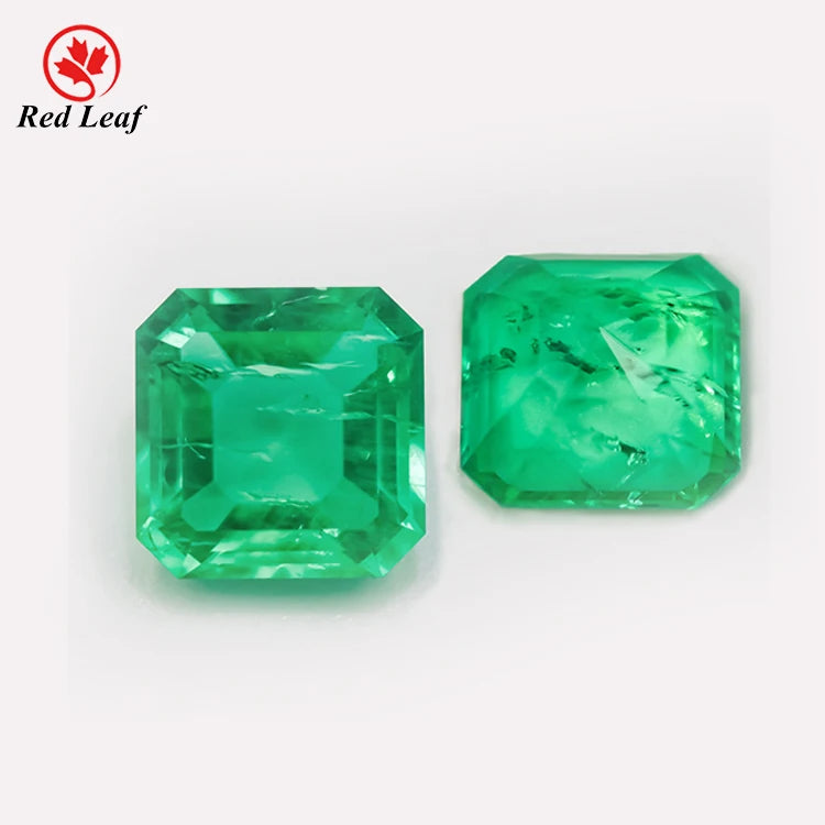 Redleaf Gems Colombian Lab Grown Emerald Carat Square Shape 6*6mm to 10*10mm Loose Gemstones Red Color