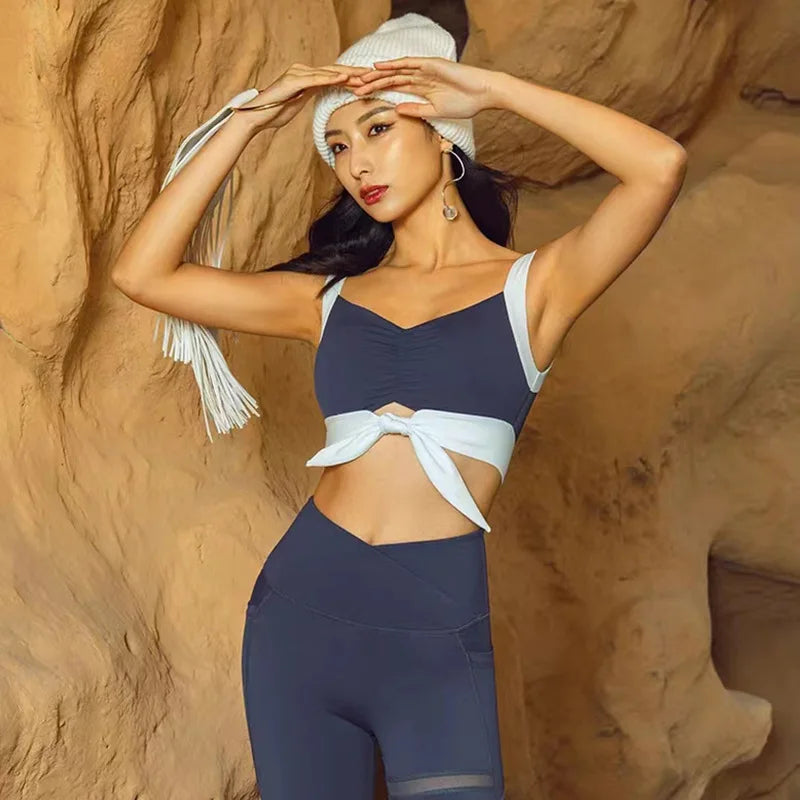 2025 New Yoga Bra Wholesale Custom LOGO Shockproof Sportswear Fitness High Impact Bra Tops Bow Tie