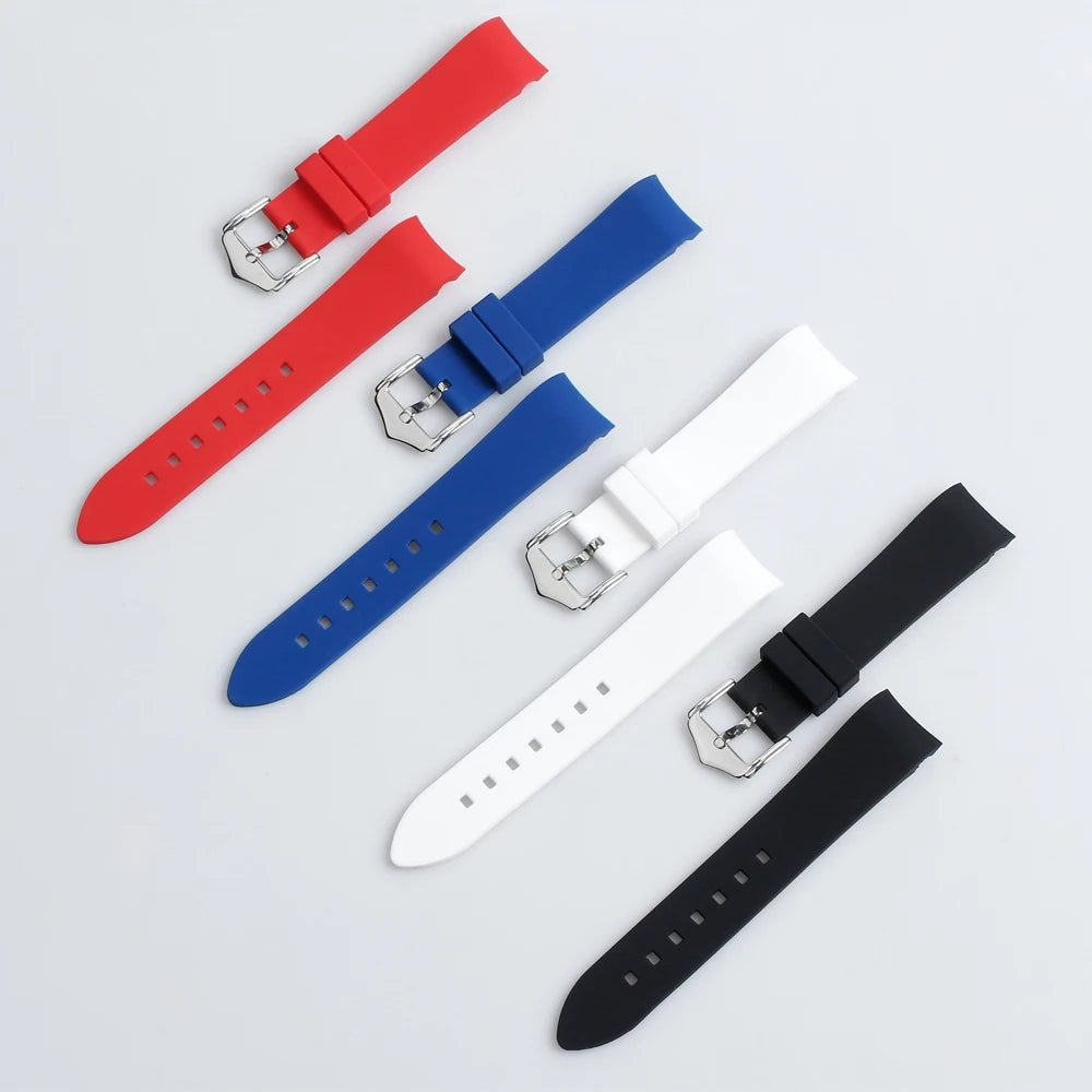 High Quality Curved End Silicone Watch Strap 18 19 20 21 22 24mm Rubber Silicone Watch Band