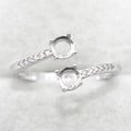 Sterling Silver 4*4mm Semi Mount Ring Empty Frame Blank Support Claw Setting S925 Base Holder Without Center Stone for Inlay DIY