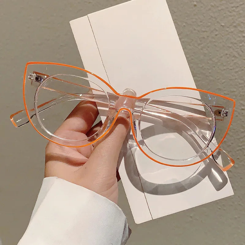 Large Frame Accessory Street Photo commuter Glasses Fashion Cat-eye Line Blue Blocking Glasses