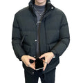 Men's Winter Trend Korean Cotton-Padded Jacket Thickened Stand Collar with Zipper Closure Casual Warm Coats for Youth