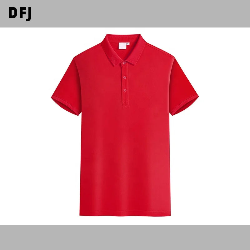 Unisex 100% Cotton for  Shirts Red with Short Sleeves and Customizable Print Pattern Knitted Camisetas for Golf for