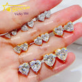 GRA Certificated Ready to Ship Heart Shape Stud Earrings 925 Silver Pass Diamond Tester Women Moissanite Earrings