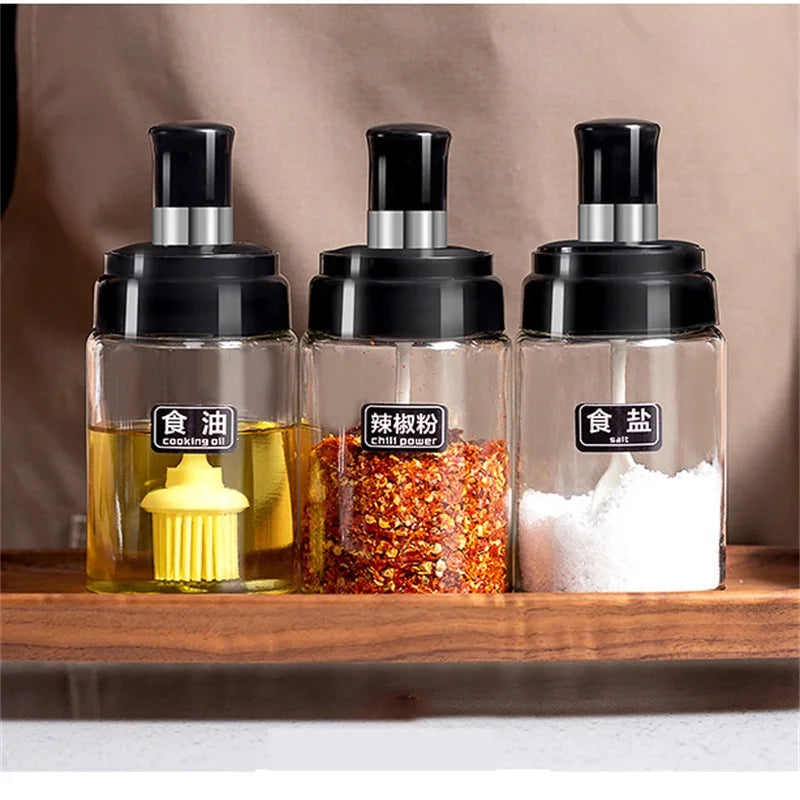 Hot Sale in 2025 Glass Spice Jar Condiment Spice Jar with Spoon Glass Spice Jar