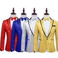 Sequin One Button Dress Blazers 2022 New Nightclub Prom Men Suit Jacket Wedding Stage Singer Costume (Bowtie Include)