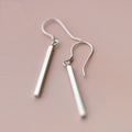 925 Silver Plated Long Strip Pendant Hook Earrings Long Bar Cuboid Hook Earring for Girls