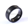 8mm Men's Black Titanium Ring Brushed Trendy Style Stepped Edges Certified Wedding Engagement Anniversary Party Gift