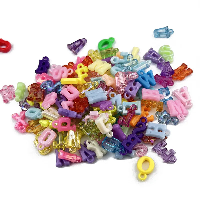 200pcs/bag Wholesale Colorful Letter Shape Plastic Beads Loose Spacer Beads for Diy Bracelet Necklaces Handmade Accessories