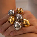 New Arrive Shinning Ring Free Size Non-fading Ring with Zircons Jewelry Gold Silver Stainless Steel