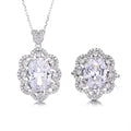 925 Silver Lady Blue Zircon Necklace Jewelry Rose Blue Zircon Ring Valentine's Day Gift