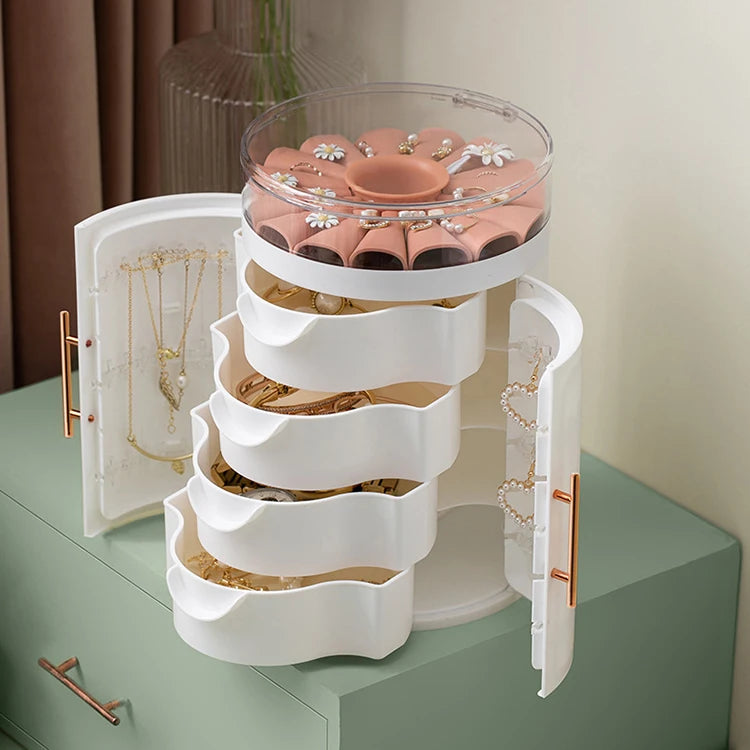 Large Capacity Jewelry Storage Box Plastic Necklace Earrings Drawer Storage Desktop Organizing Box