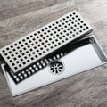 Linear Rectangle Shower Bathroom Floor Drain with Removable Cover Grid Grate Modern Design MegaBDM