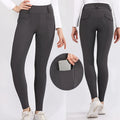 New RTS Gray Silicone Jodhpurs Breeches Women Horse Riding Pants Leggings Tights With Pocket Equestrian Breeches Clothing