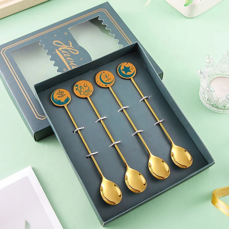 Special Stainless Steel Restaurant Use Starmoon Dessert Cake Spoon Mirror Polished Tableware Gift Box Set Coffee Ice Spoon