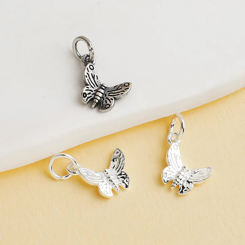11.5mm Butterfly Charms Antique Silver 925 Butterfly Pendant for Necklace Bracelet Earring Jewelry DIY Supplies