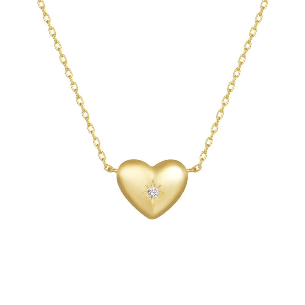 Fine Silver 925 Fashion Jewelry Necklaces Gold Plated Jewelry for Women Necklace Heart Pendant Charm Star