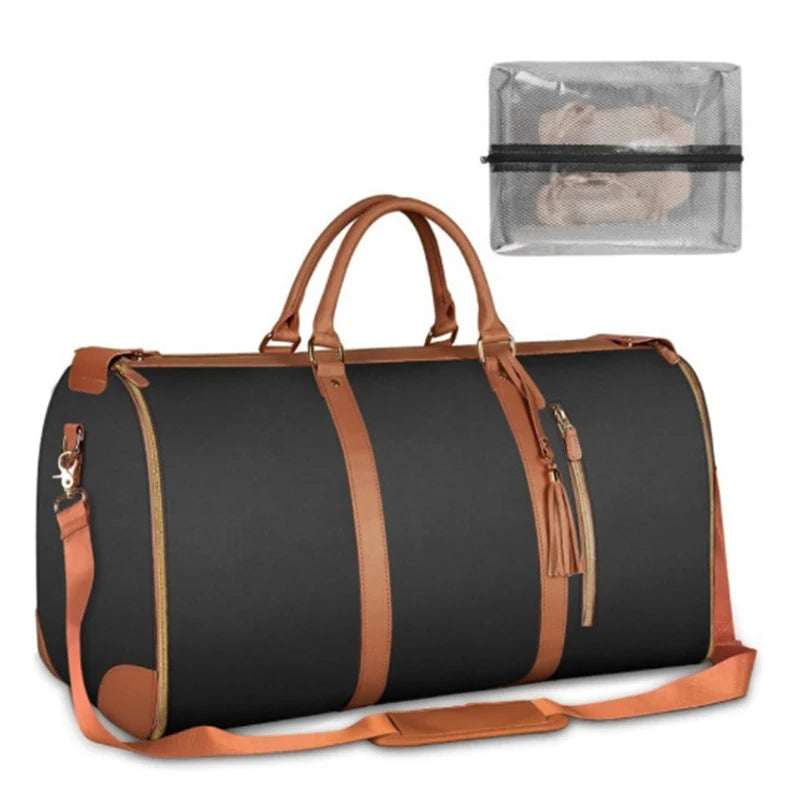 Large Capacity Waterproof PU Portable Foldable Travel Storage Bag Multi-Functional Outdoor Fitness Fashionable String Letter