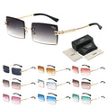 Diamond Cut Clear Sunglasses Rectangle Men Luxury Sun Glasses Fashion Metal Square Rimless Vintage Sunglasses Women