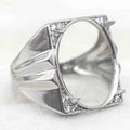Sterling Silver 15*19mm Semi Mount Men's Ring Frame Empty Blank Claw Setting S925 Base Holder Without Center Stone for DIY Inlay
