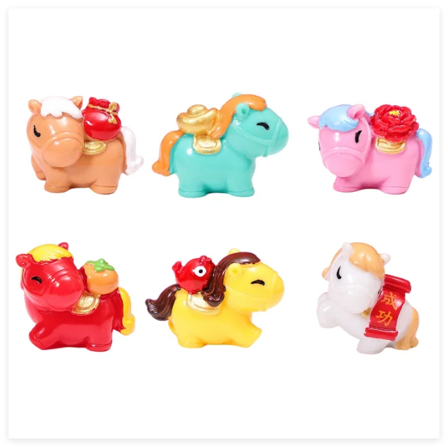 Miniatures Bulk Lot Doll 3D Happy Chinese New Year Stuff Lunar Horse 2026 Good Lucky Toys Gifts Christmas Basket for Present