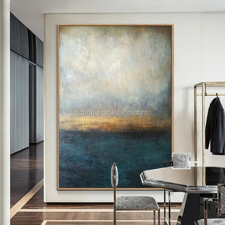 Latest Design Large Size Wall Art Wall Hanging Golden Still Life Oil Painting for Living Room Simple Abstract Wall Painting