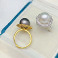R2511 11-12mm Natural Freshwater Pearl Ring Accessory 925 Sterling Silver Adjustable Size Engagement Jewelry Ring for Women