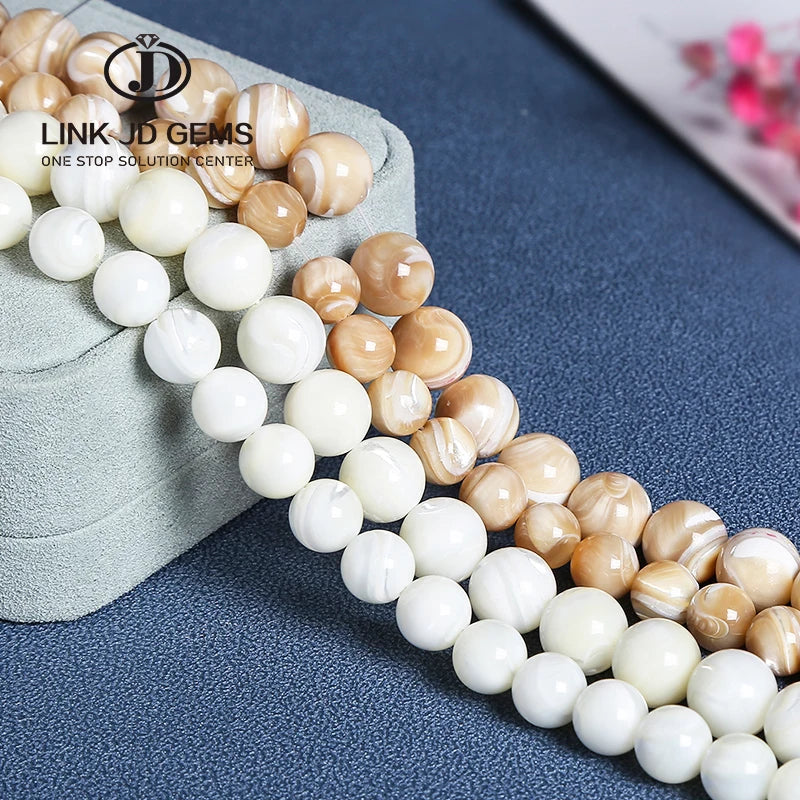4/6/8/10/12mm Natural Trochus Shell Sea Shell White Yellow Color Horseshoe Snail Loose Spacer Beads for Jewelry Making