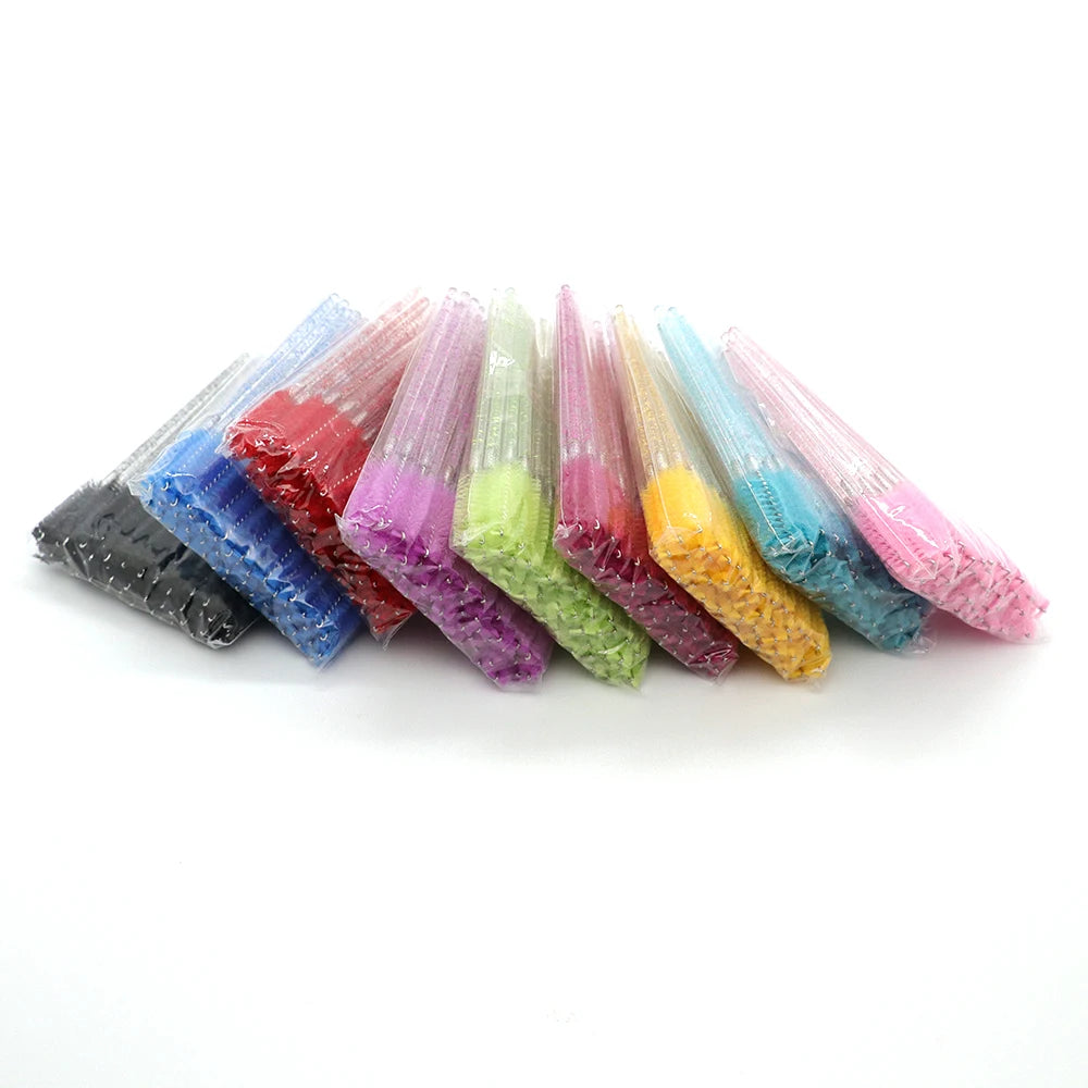 Eyelash Brush 50 Pcs Crystal Eye Brush Diamond Handle Mini MascaraBrush Makeup Brush Set
