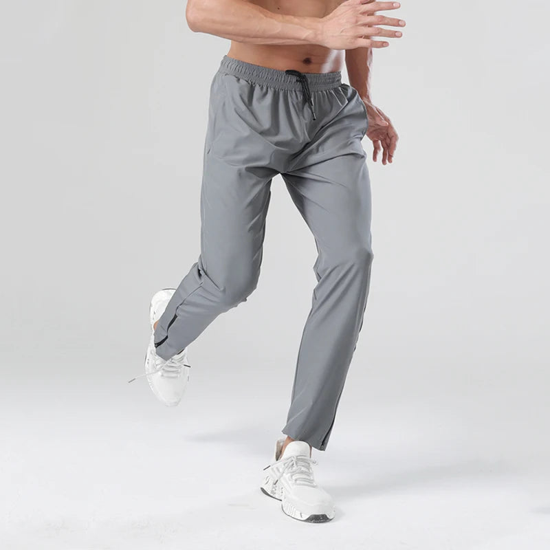 Men's Bottom Zipper Pants Casual Sweat Fitness Sport Football Trousers Jogger