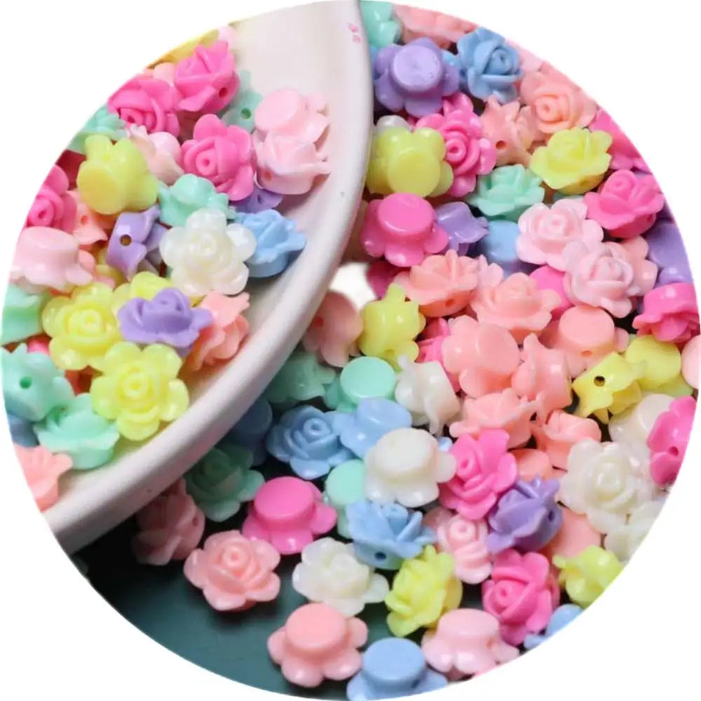 Colour Rose Flower Acrylic Loose Spacer Beads for Jewelry Making DIY Bracelet Accessories