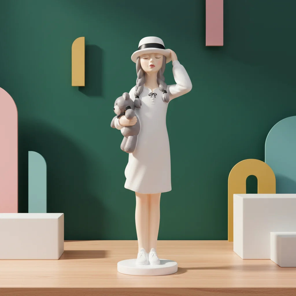 Nordic Modern Girl Figure Home Decor Polyresin Medium Size Everyday Use Resin Crafts Office Accessories Ornaments