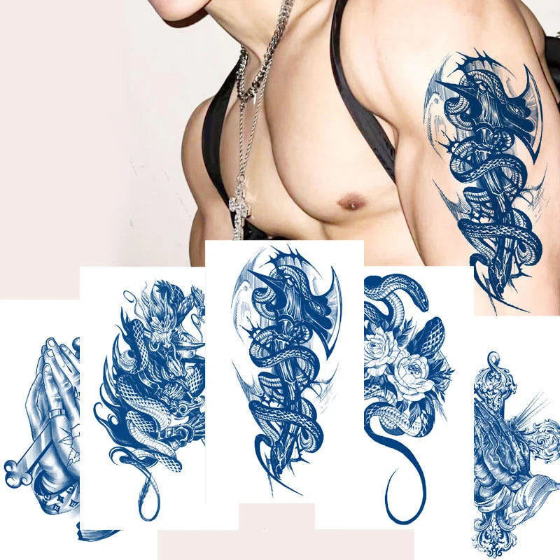 Newest Wholesale Semi-Permanent Anime Tattoo Stickers Women Men's Arm Body Art Water Transfer Temporary Herbal Tattoo Juice