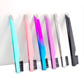 Wholesale Custom Black Pink Metal Angle Flat Brow Tweezers With Brush for Eye Brows