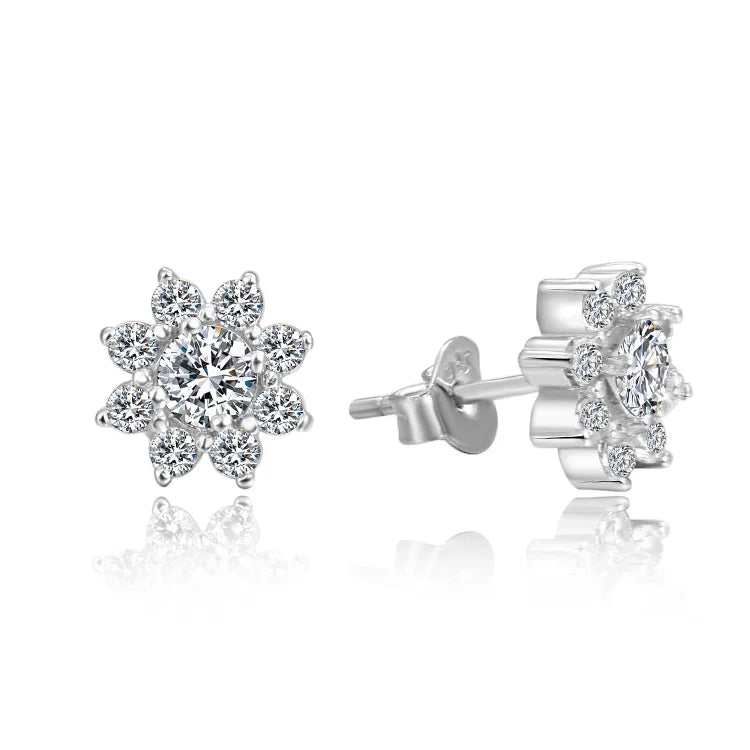 925 Sterling Silver Earrings New Trending Hanging Snowflake Stud with AAA Cubic Zirconia Gold Plated