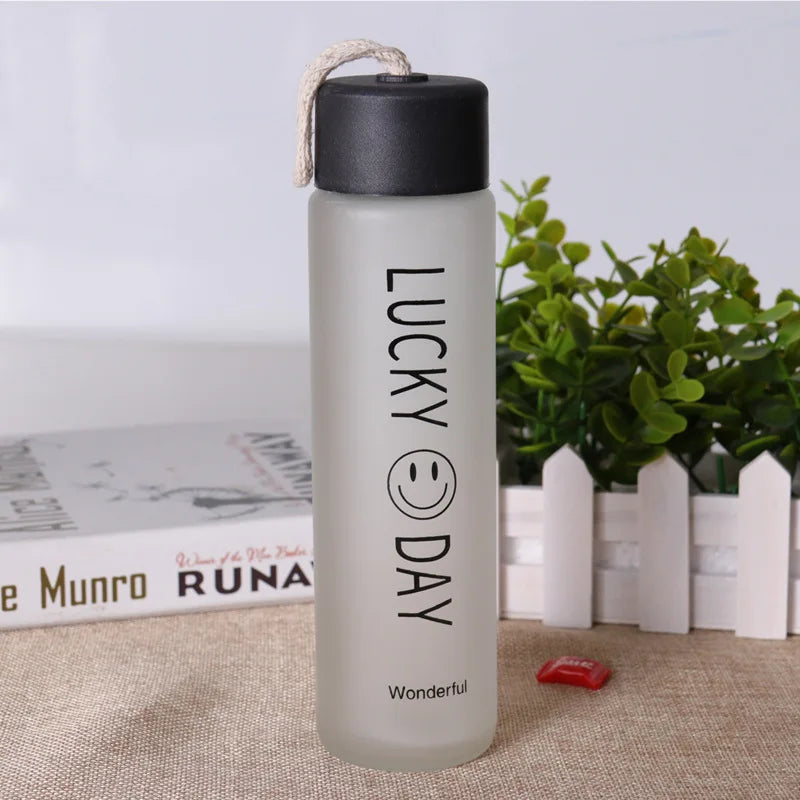 Best-Selling 16Oz Eco Friendly Colorful Frosted Blank Glass Sports Drinking Water Bottles with Plastic String Lid
