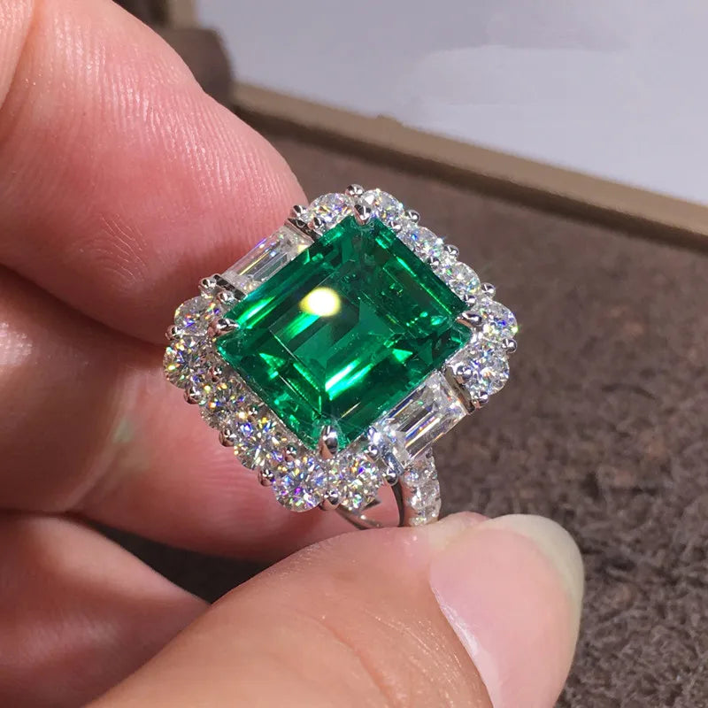 CAOSHI Noble Green Cubic Zirconia Women Rings for Wedding Anniversary Party Silver Color New Trendy Jewelry Elegant Female Rings
