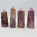 Gemstone Healing Crystal Wholesale Natural Ocean jasper Tower pink Crystal Colorful Point Wand for Decoration