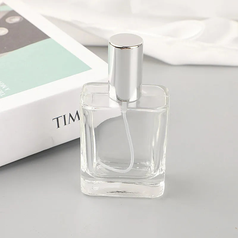 30ML 50ML Transparent Color square Shape Screw Neck Refillable High End Empty Glass Perfume Bottle