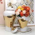 Nordic Modern Luxury Art Style Ceramic Golden General Jar Vase for Home & Hotel Interior Design