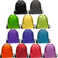 Custom Logo Nylon Draw String Bag Full Color Cinch Backpack Recycled Waterproof 210D Polyester Drawstring Bag With Zipper Pocket