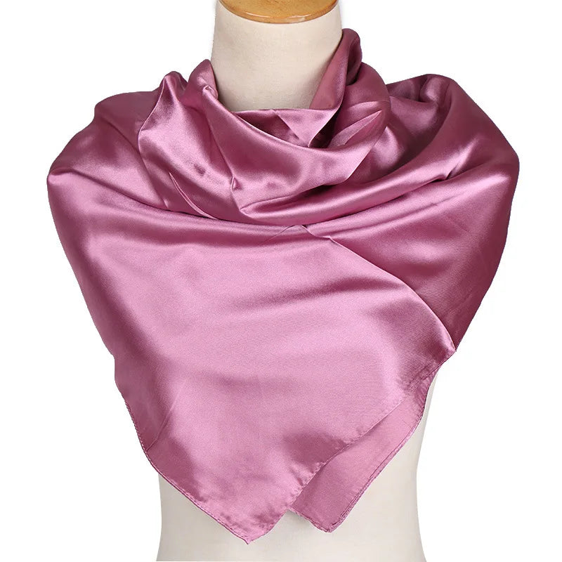 90*90cm New Satin Ladies Solid Color Small square Scarf Imitation Silk 90cm Satin Large square