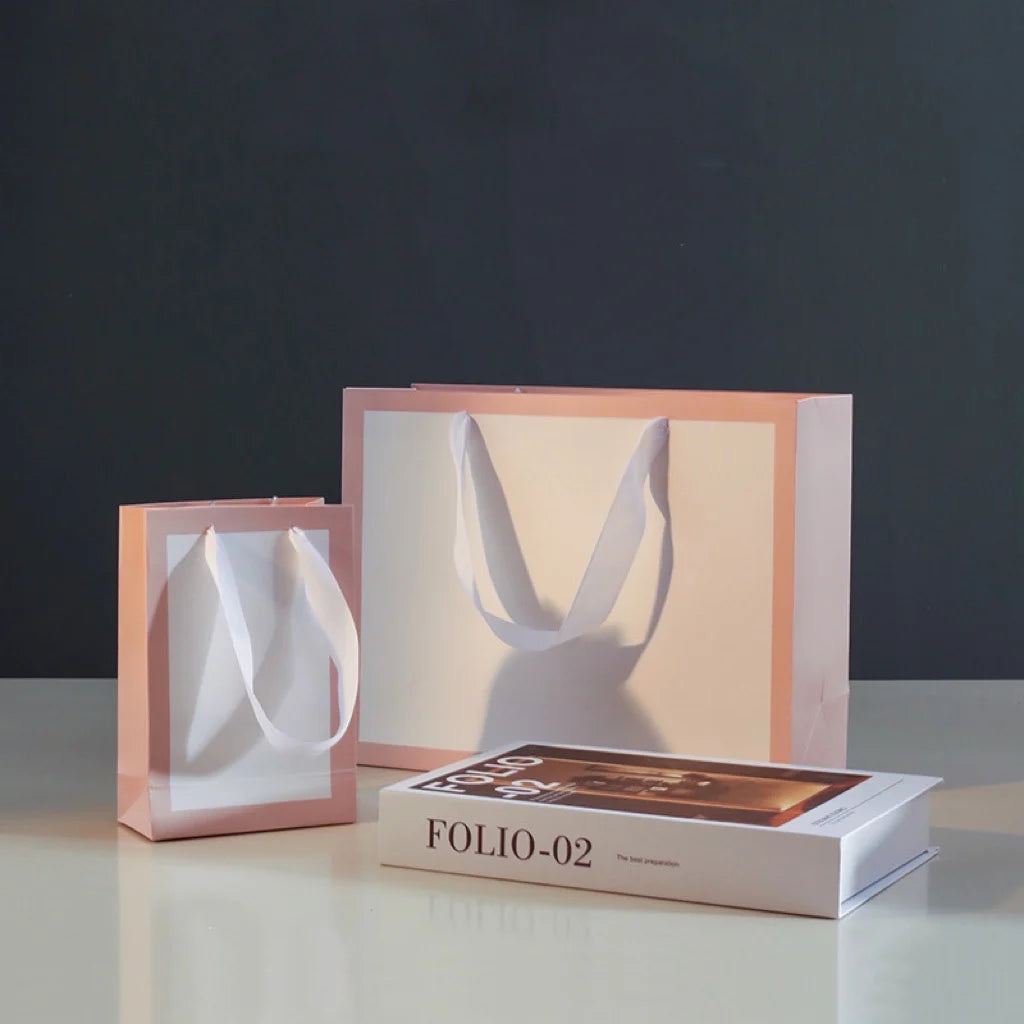 Custom Your Own Logo Printed Recyclable Luxury Paper Bags Packaging Clothing Shopping Paper Bag With White Ribbon Handle