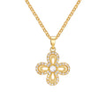 18K Gold Plated Stainless Steel Classic Dainty Bling Flower Zircon Pendant Collar Women's Bead Chain Birthday Gift Customized