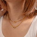 Tarnish Free Stainless Steel Round Push Clasp Necklace Women 18k Gold Plated Circle Charm Chain Necklaces Fashion Jewelry