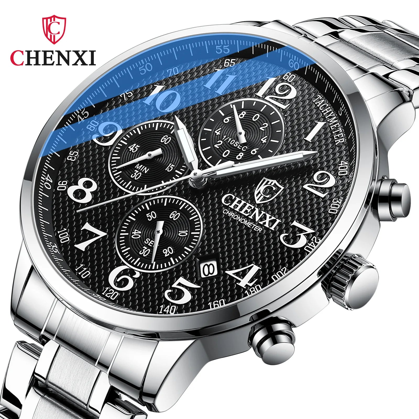 CHENXI  New Big Dial 947 Luxury Mens Watches Leather Business Waterproof Luminous Chronograph Quartz Watch Men Sport Wristwatch