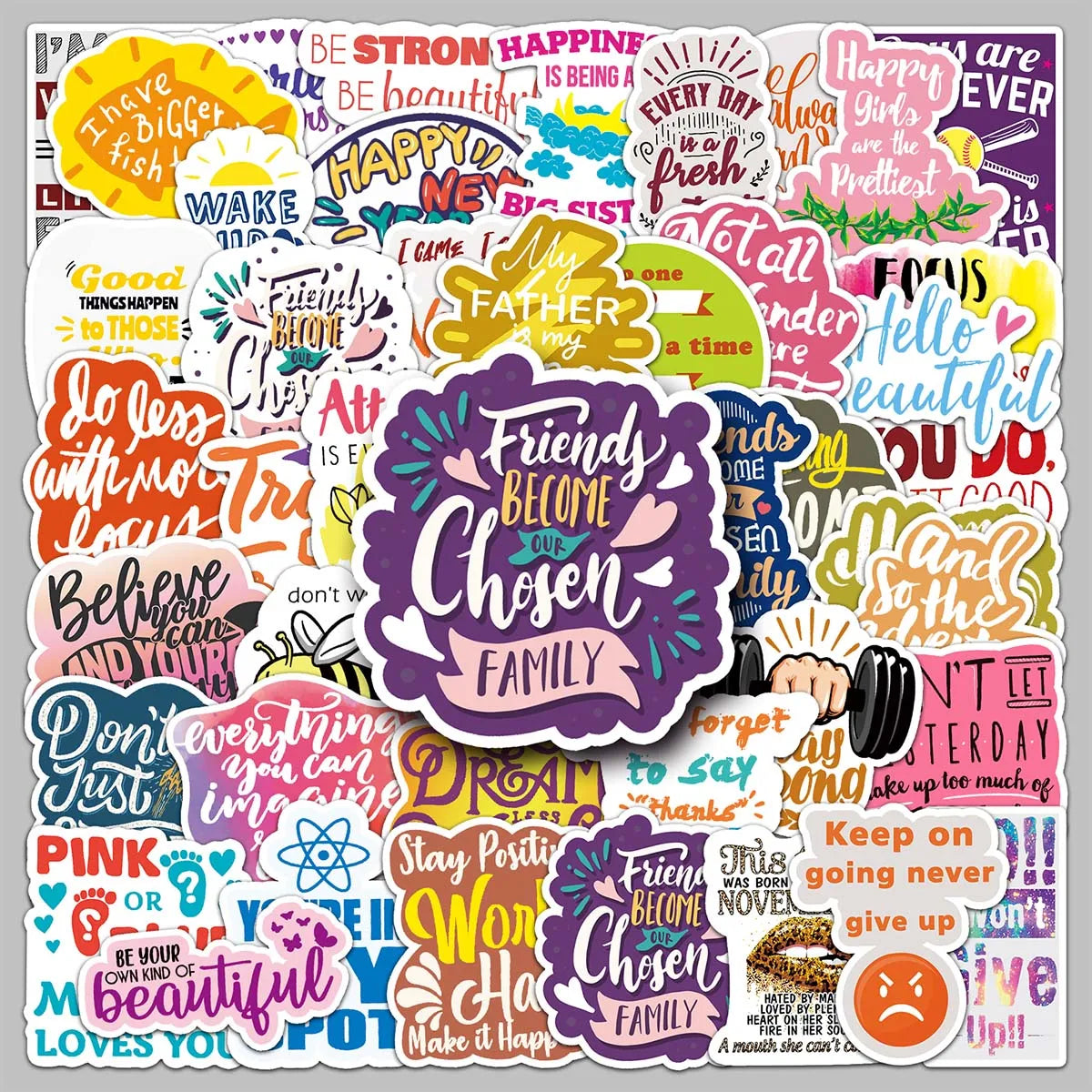 50PCS Factory Wholesale Encouraging Phrase Personality Inspirational English Sentences Sticker Headset Refrigerator Sticker