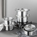 Hot Selling Allnice Eco-Friendly 14-Piece Aluminum Cookware Set Soup Pot Lid Country Design Silver Color Customized Logo Home